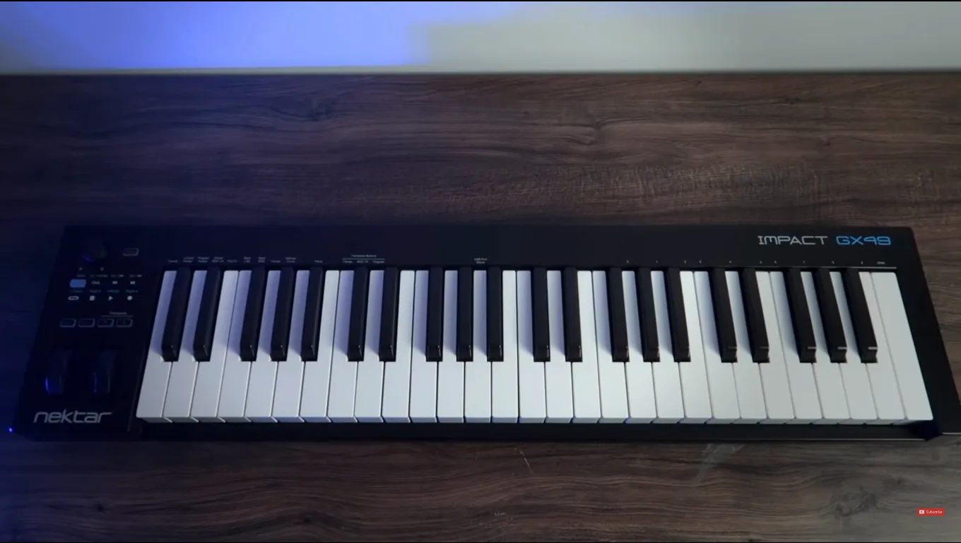 Top view of the GX49, with its keyboard and control section on the left.